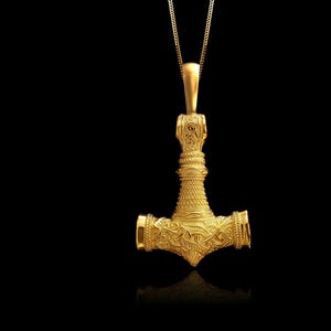 Gold Mjolnir Pendant 3 - Made in USA