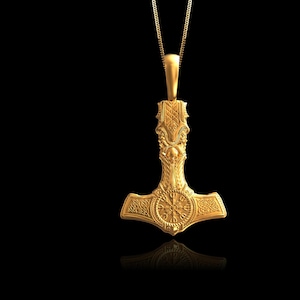 Gold Mjolnir Pendant - Solid Gold Hammer Necklace, Norse Jewelry, Symbol Of Strength & Protection – Made In USA