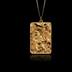 Gold Dragon Pendant 12 - Solid Gold Dragon Necklace, Mythical Creature Jewellery, Symbol Of Power And Protection – Made In USA