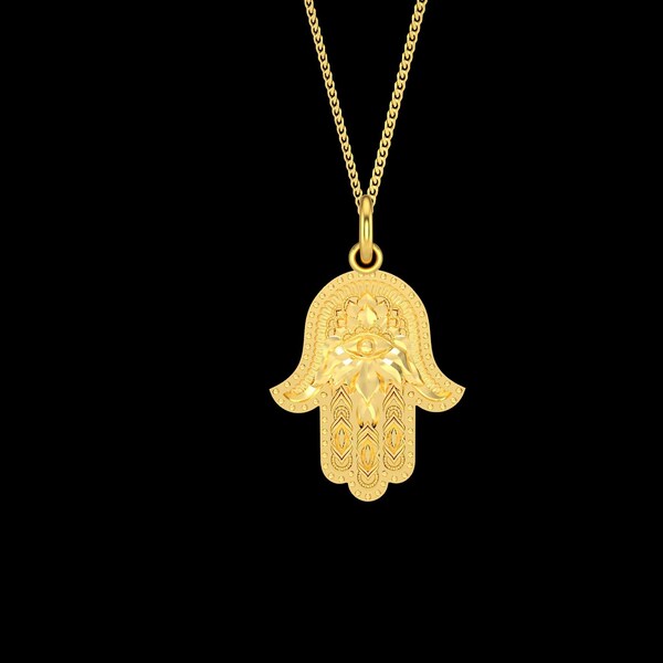Solid gold hamsa pendant Clearance