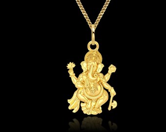 MINI Ganesh Necklace 25mm 14k Solid 