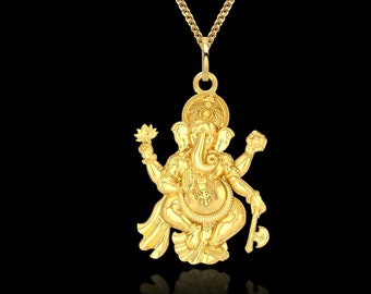 Gold Ganesh Pendant 18K Solid Gold 