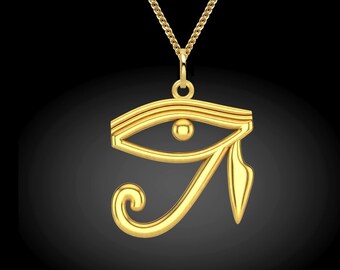 Unique 10k Rose Gold Egyptian White Eye of Horus Pendant Necklace Unique 10k Rose Gold Egyptian White Eye of Horus Pendant Necklace