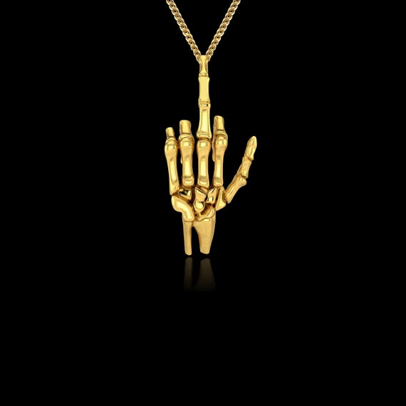 Gold Skull Necklace 14k Solid Gold 