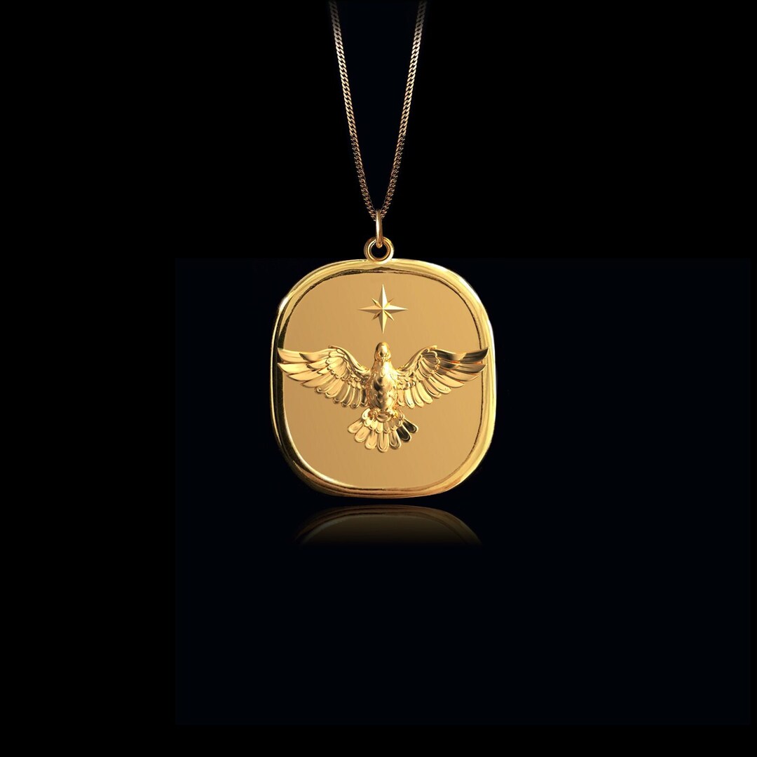 Gold Dove Pendant Dove Necklace, Symbolic Peace Necklace, Bird Jewelry