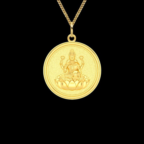 Gold Laxmi Pendant 18K Solid Gold Laxmi 
