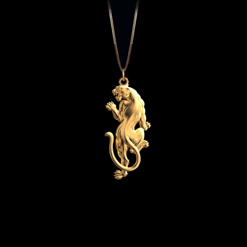 Gold Leopard Pendant 14k, 18k Solid Gold Leopard Necklace, Panther