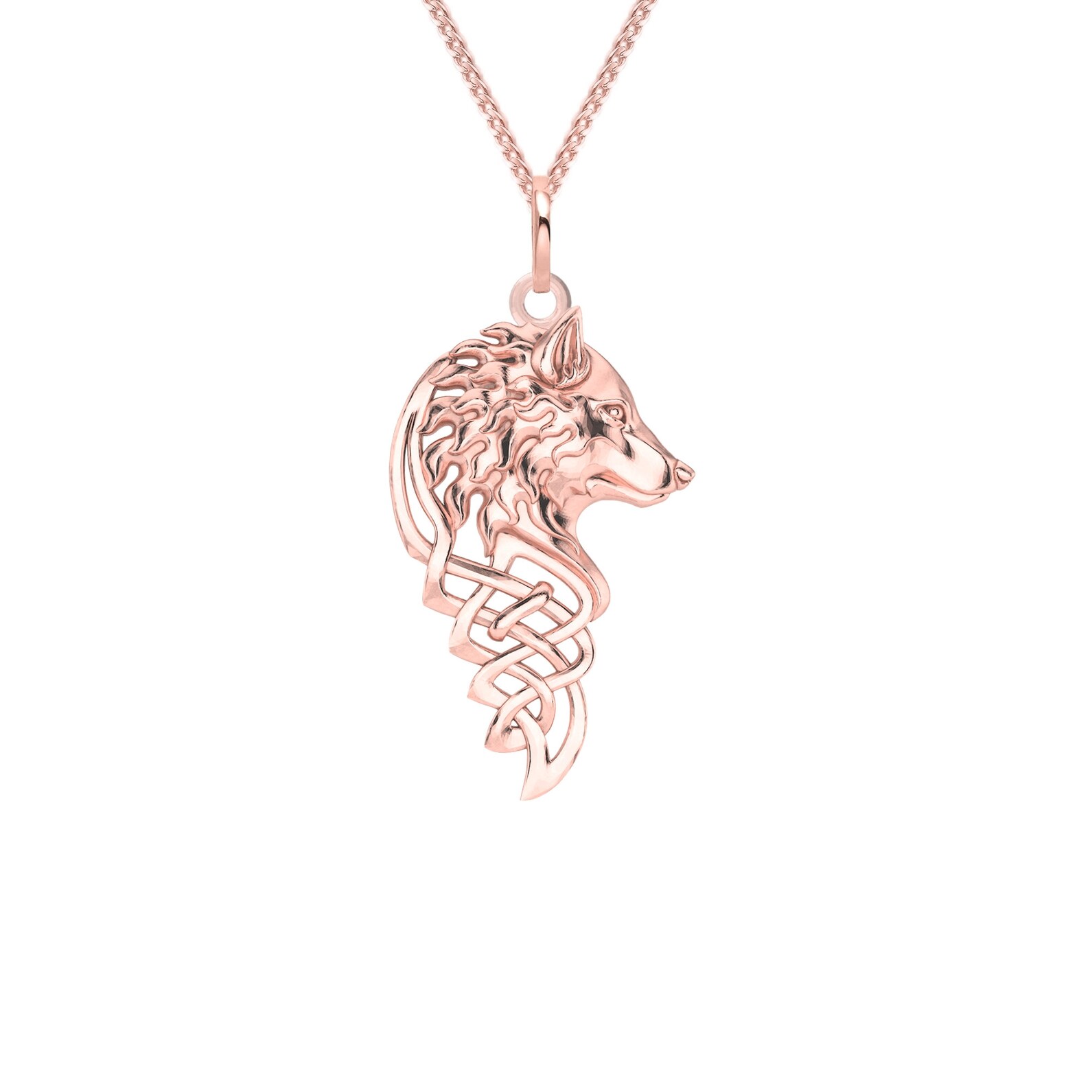 solid gold wolf pendant