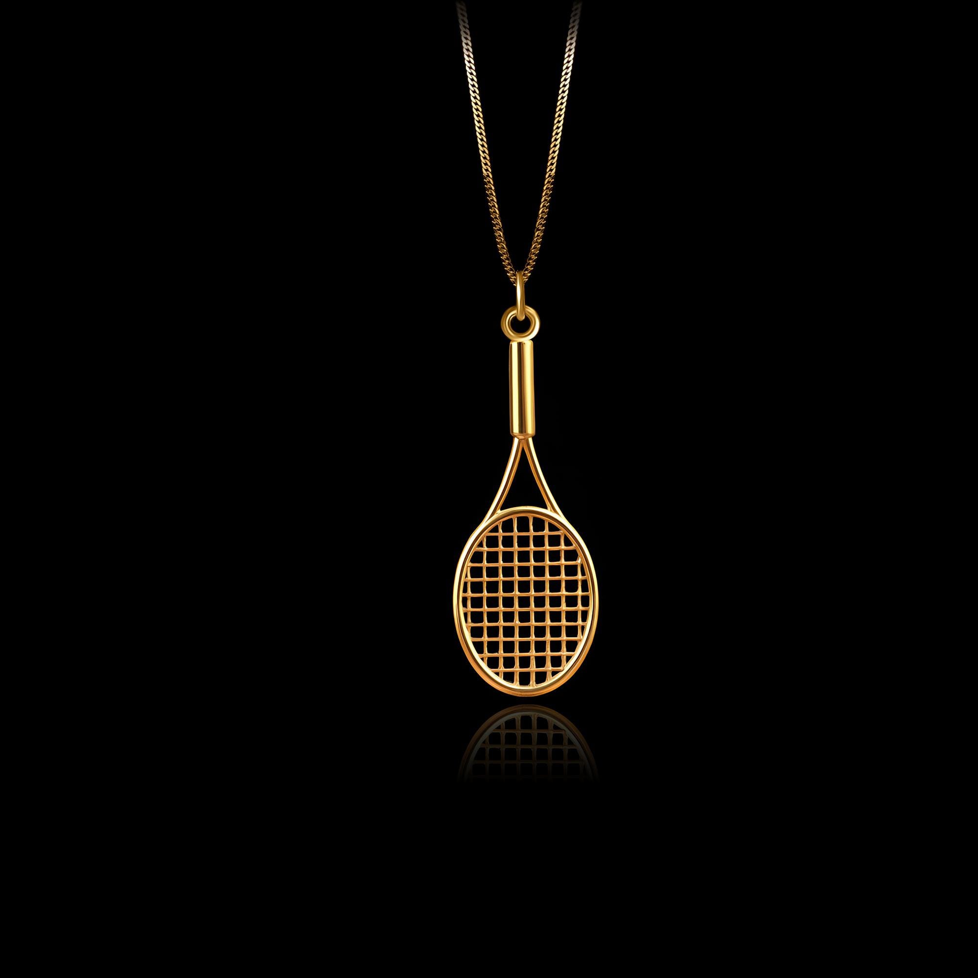 Gold Tennis Racquet Pendant - Made in USA