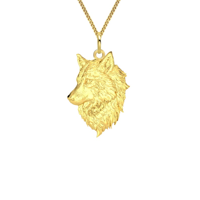Gold Wolf Pendant 14k Solid Gold Wolf Pendant Wolf Jewelry Etsy