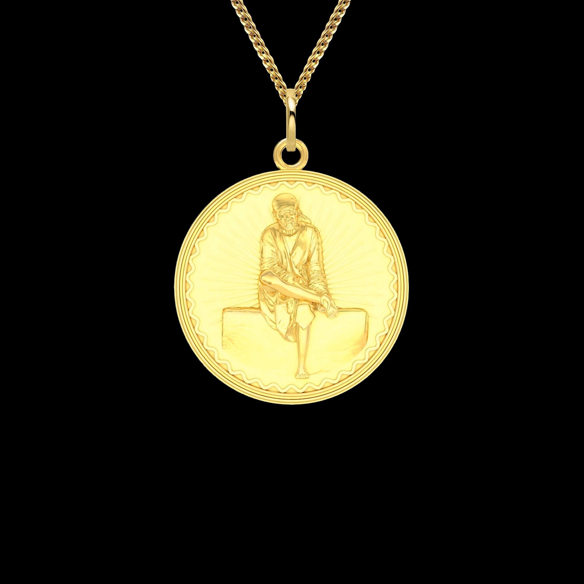Gold Sai Baba Necklace 14k Solid Gold 