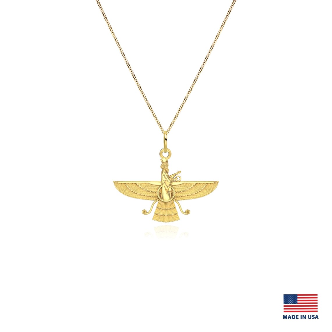 Gold Ahura Mazda Pendant 14k Solid Gold Assyrian Necklace Etsy