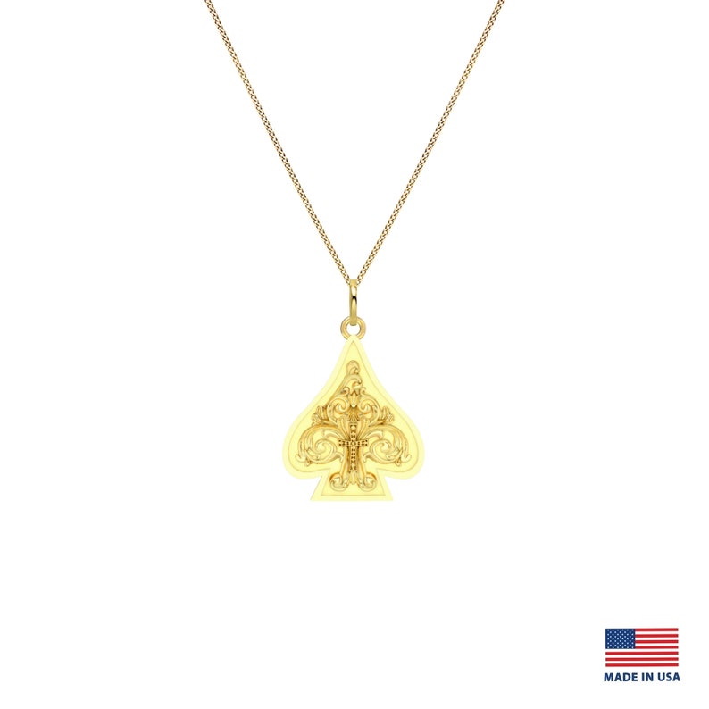 Ace of Spades Pendant 18K Gold Ace of Spades Necklace Ace Etsy
