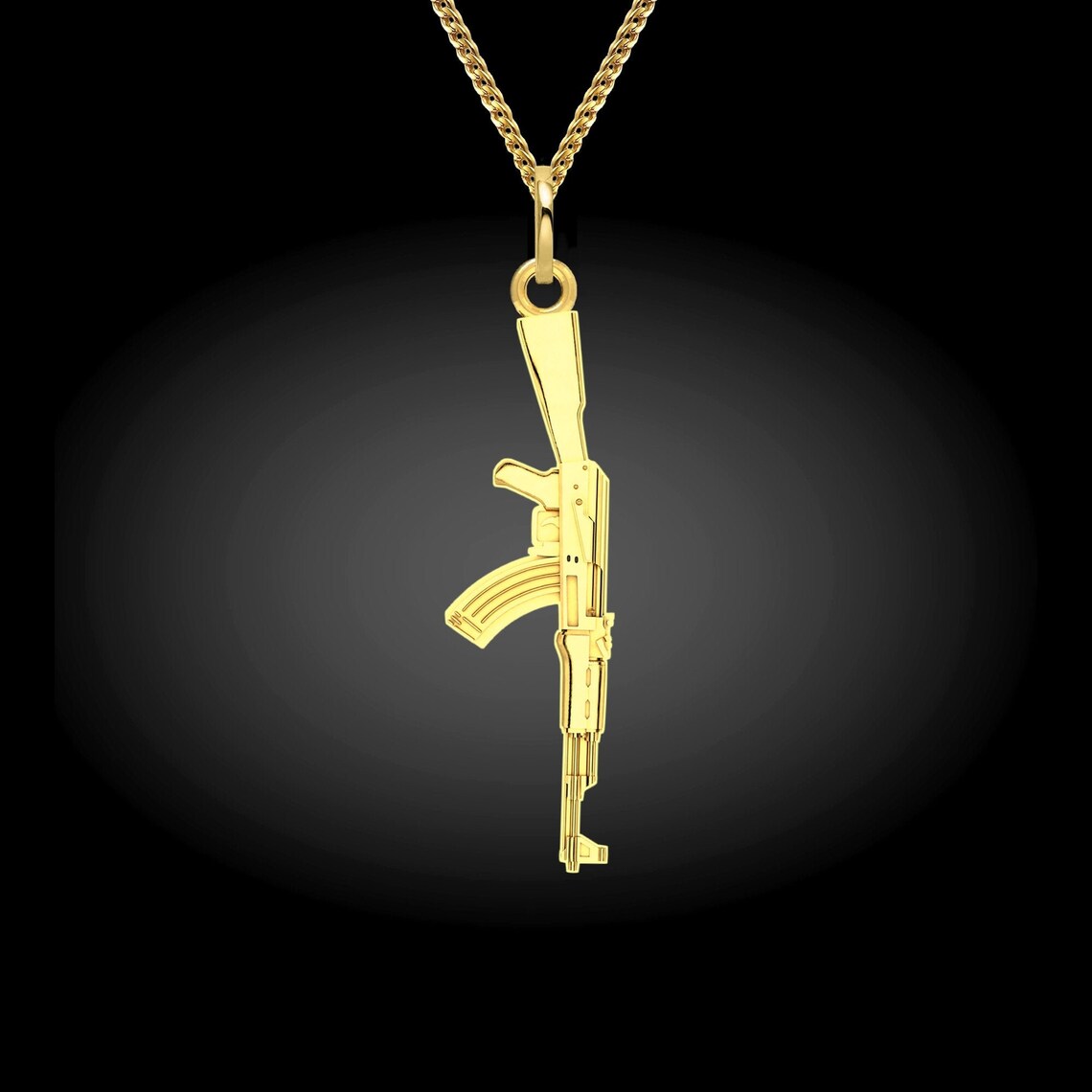 AK47 Pendant 18K Solid Gold AK47 Necklace Gun Necklace Etsy