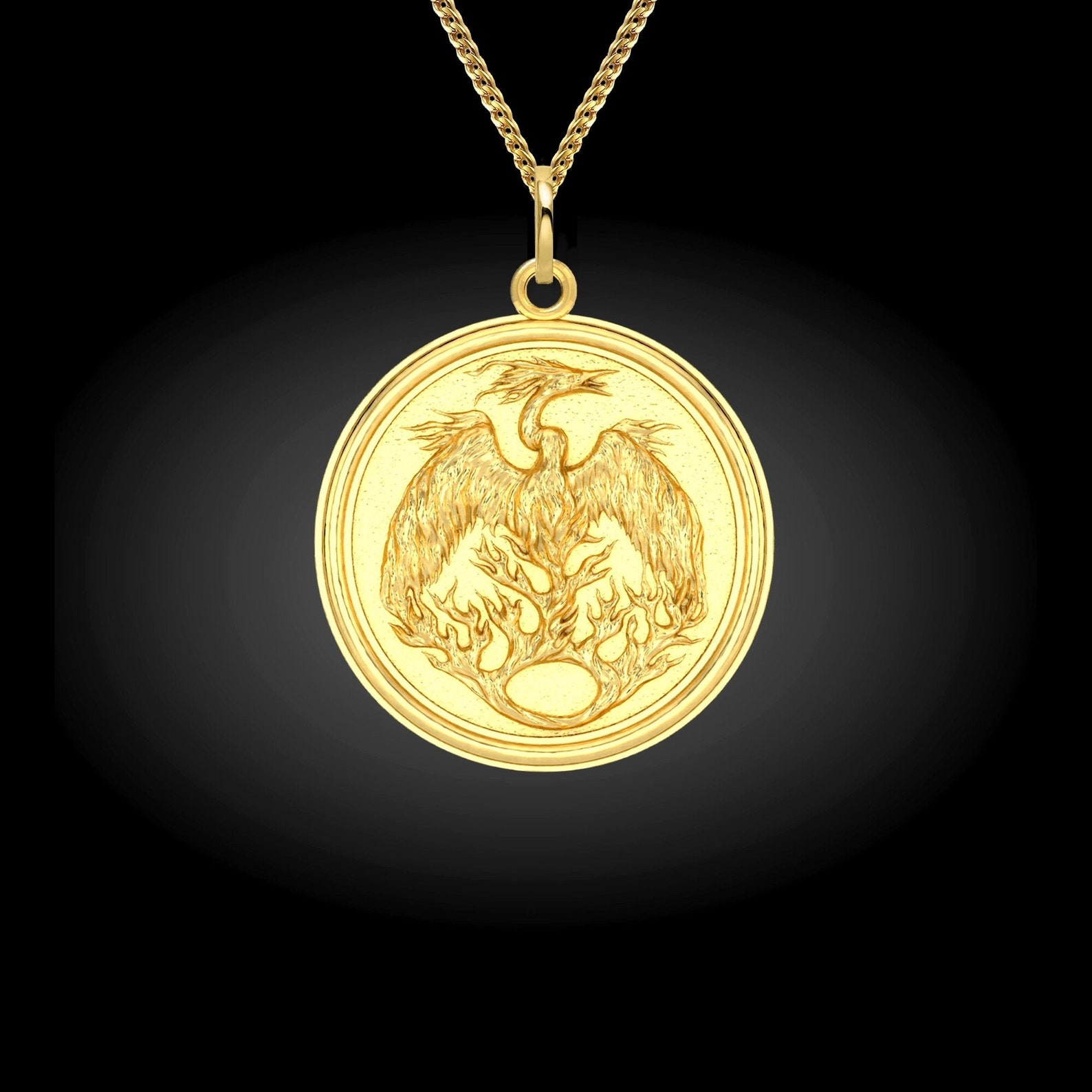 Phoenix Necklace 18K Solid Gold Phoenix Pendant Phoenix Etsy