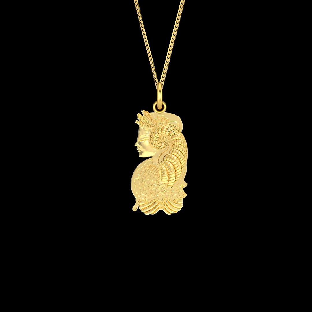 Lady Fortuna Pendant 14k Solid Gold Swiss Lady Fortuna Etsy