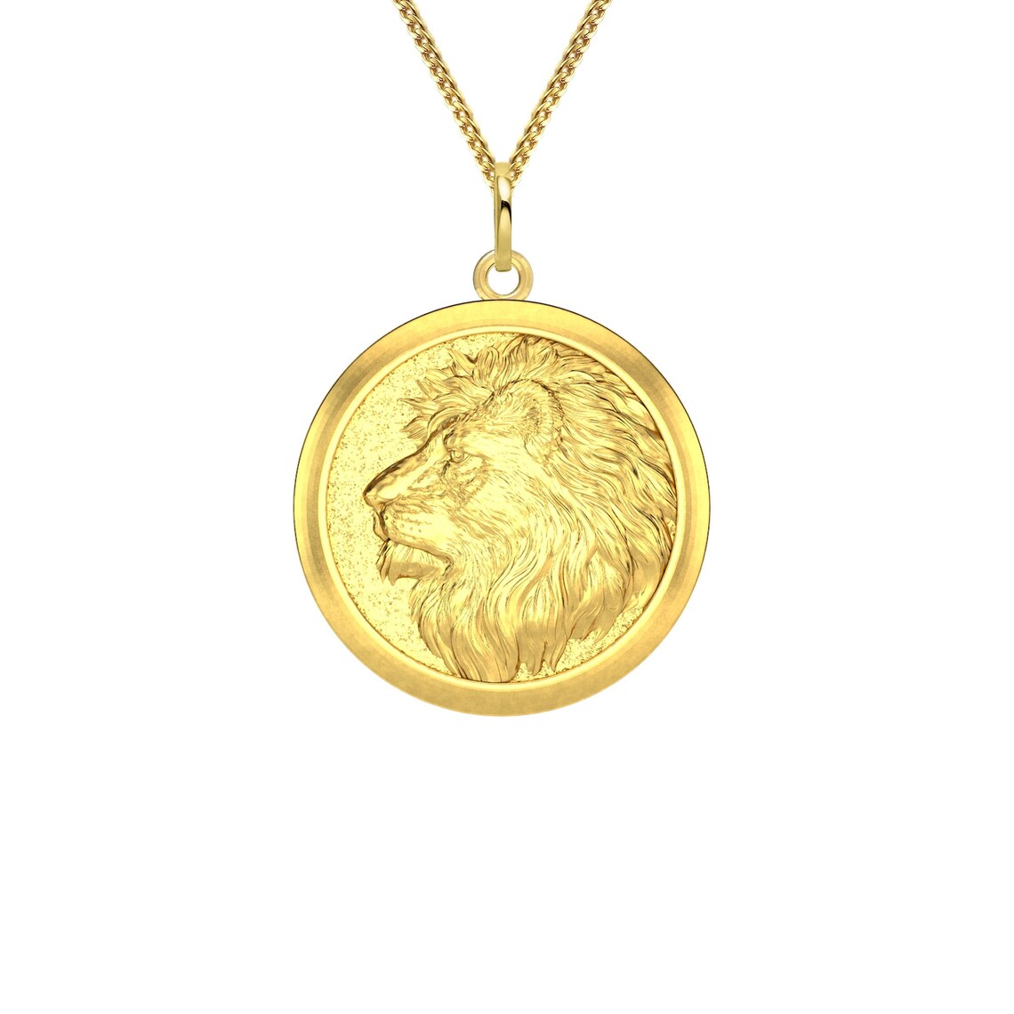 Gold Lion Pendant 18K Solid Gold Lion Necklace Leo Pendant | Etsy