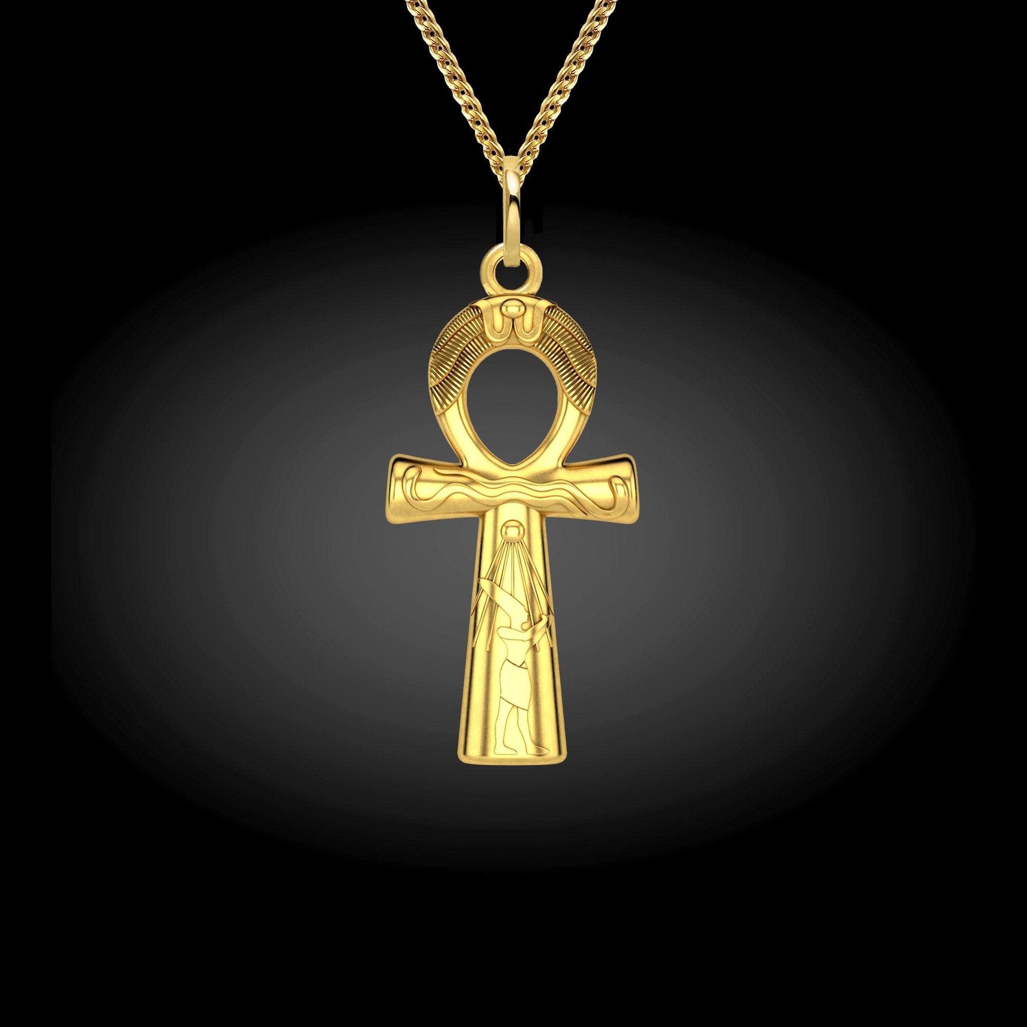 Ankh Pendant 18K Solid Gold Key of Ankh Necklace Egyptian | Etsy