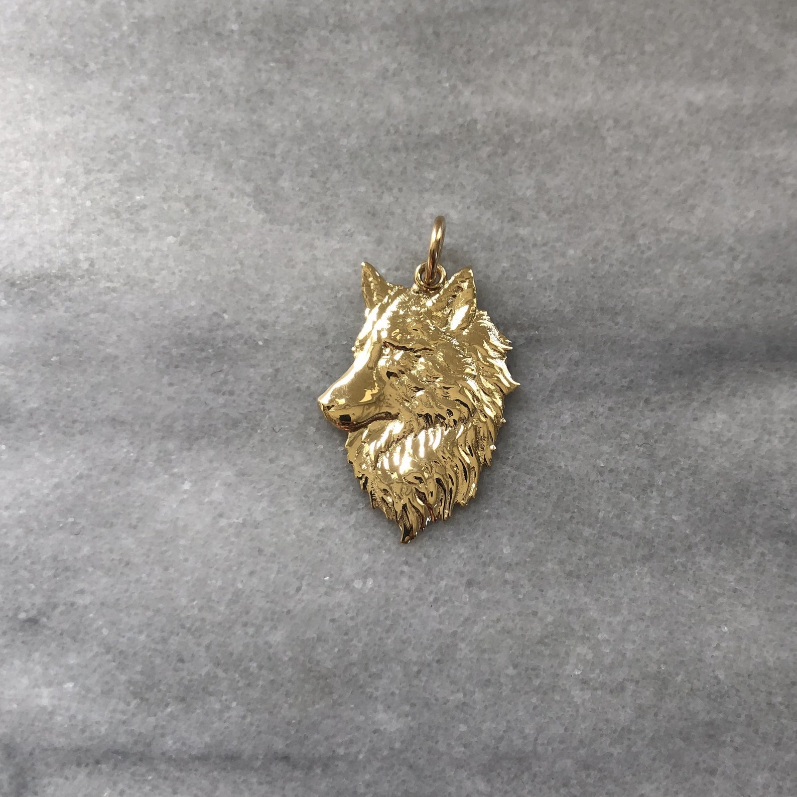 Gold Wolf Pendant 14k Solid Gold Wolf Pendant Wolf Jewelry Etsy