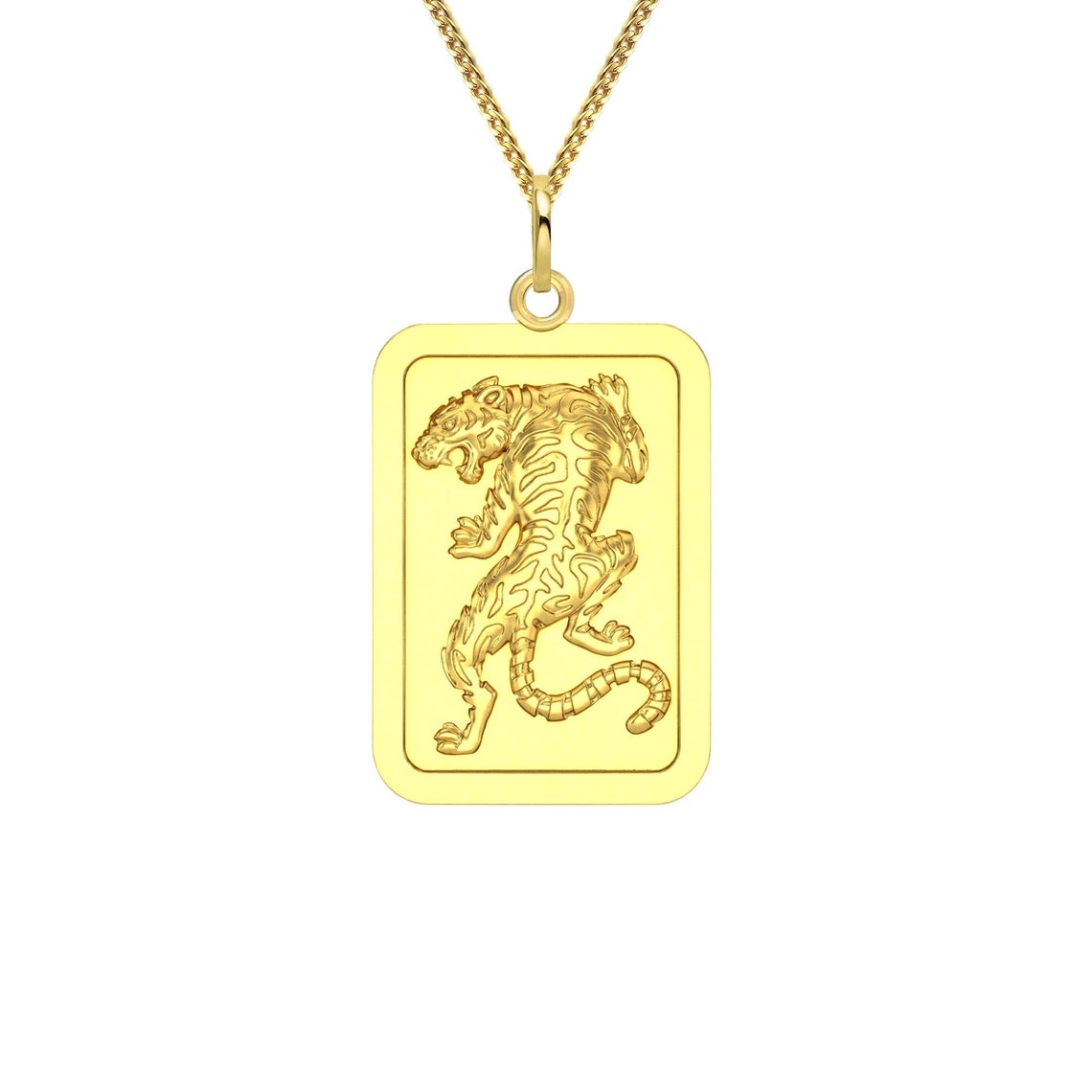 Gold Tiger Pendant 18K Solid Gold Tiger Head Necklace Etsy