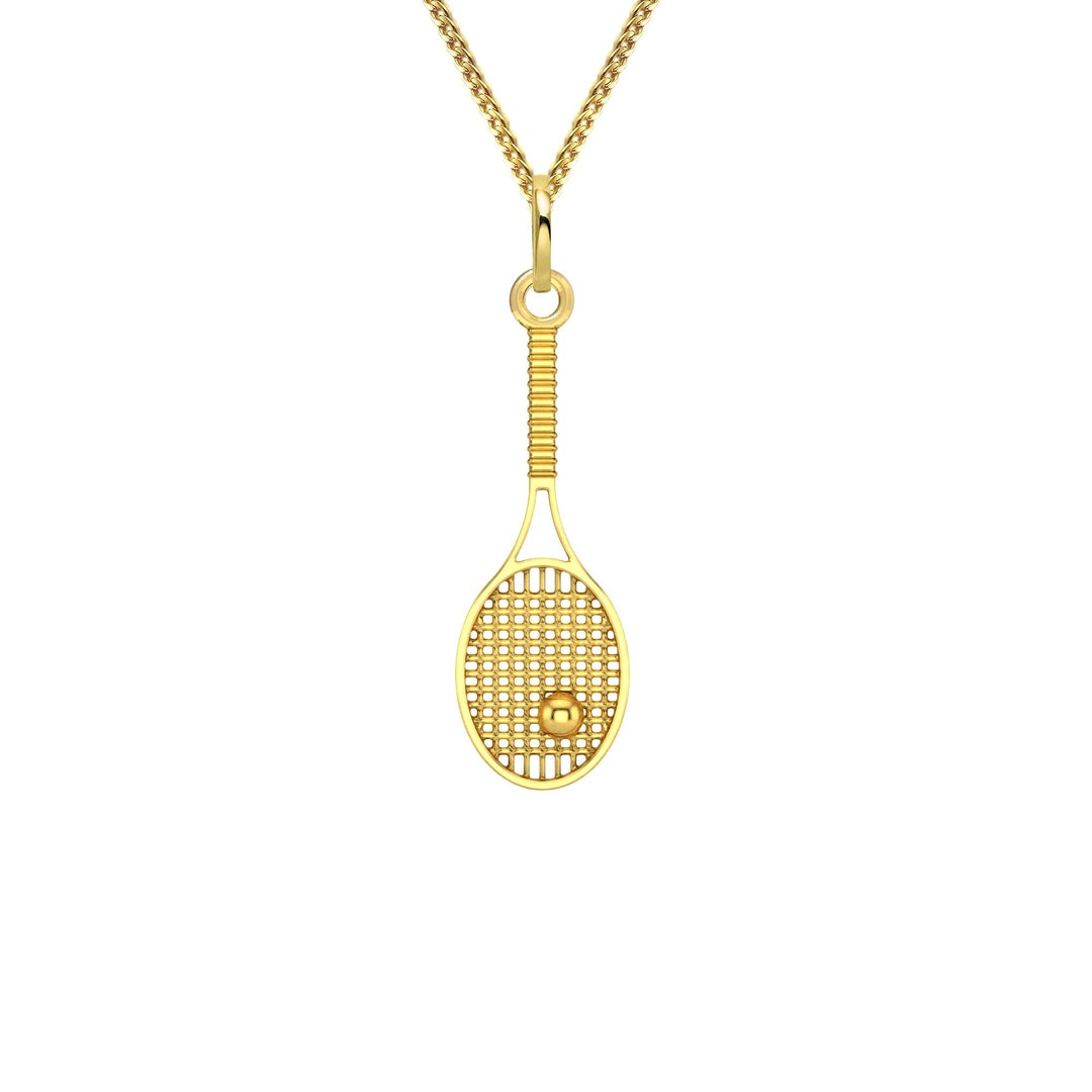 Gold Tennis Racquet Pendant 2 14k Solid Gold Tennis Racket Etsy