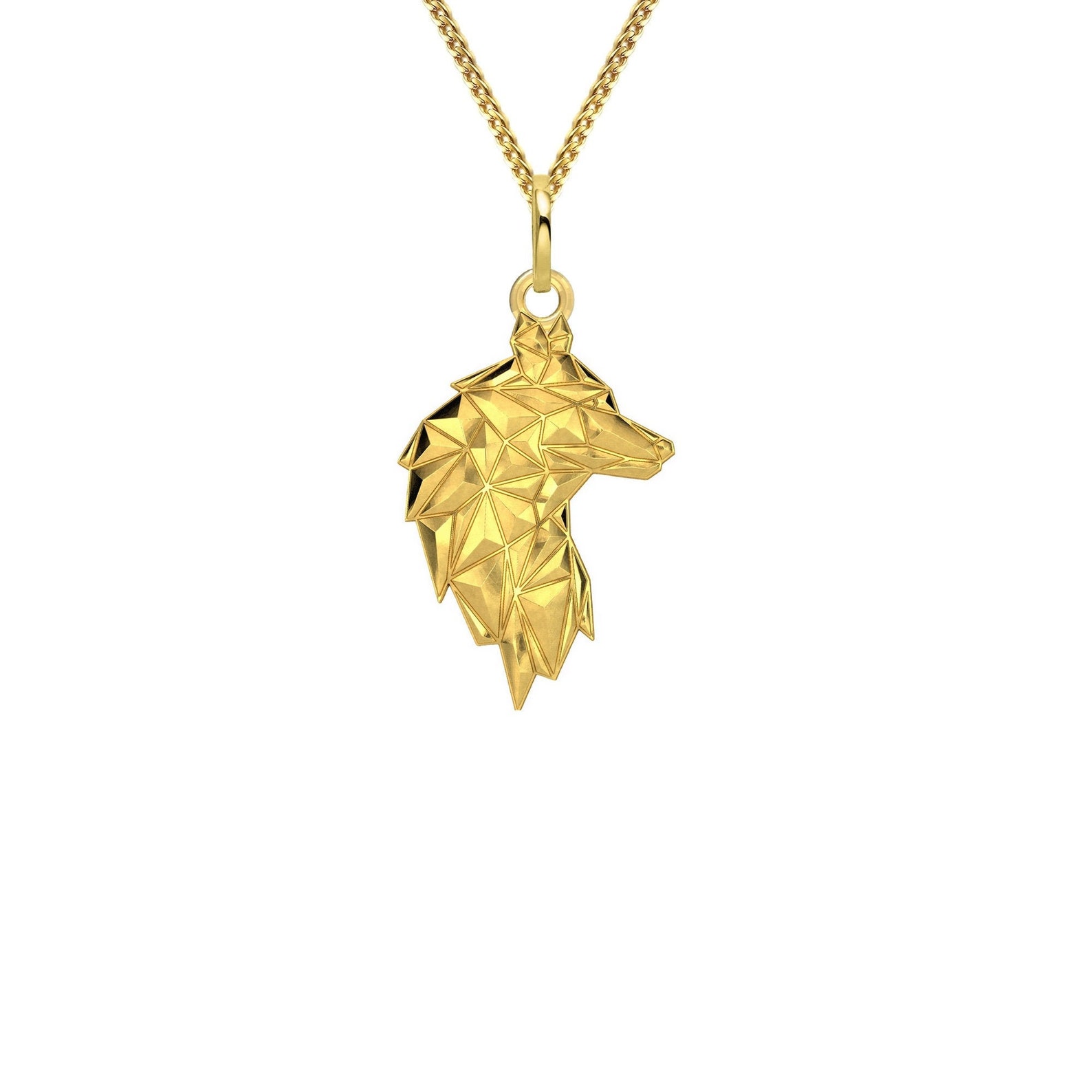 solid gold wolf pendant