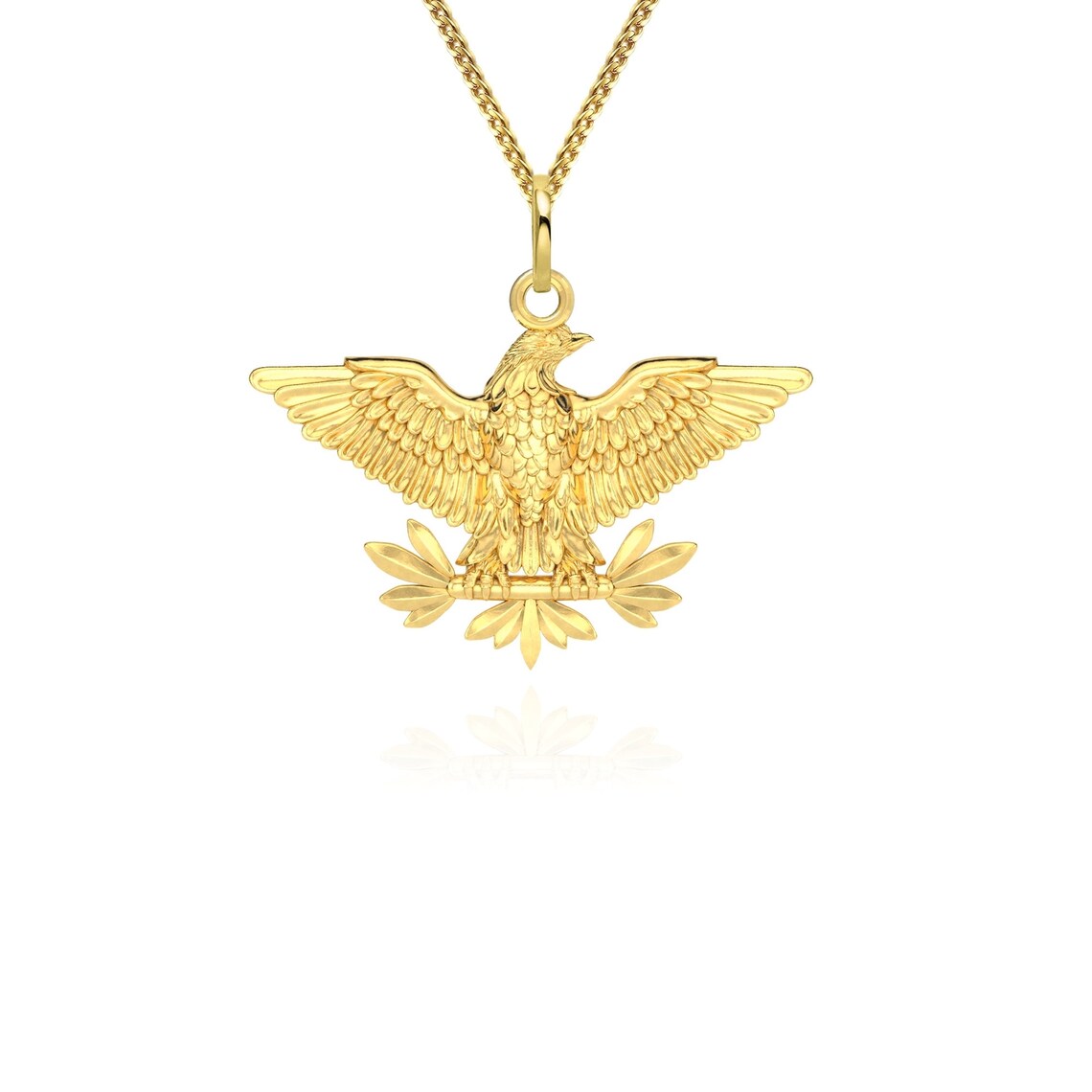 Gold Eagle Pendant 14k Solid Gold Eagle Necklace Etsy