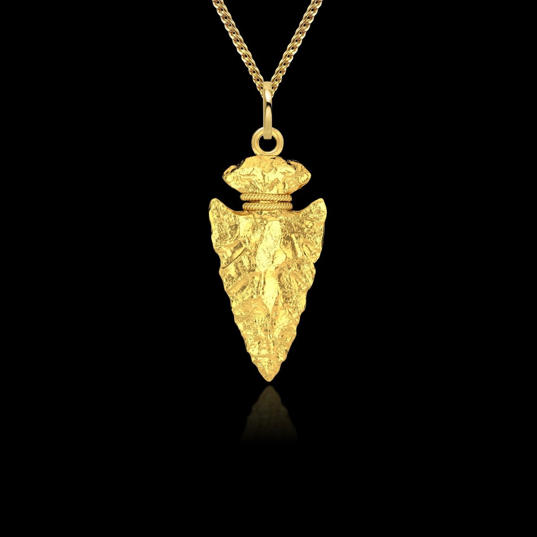 Gold Arrowhead Pendant 14k Solid Gold Arrowhead Necklace - Etsy UK