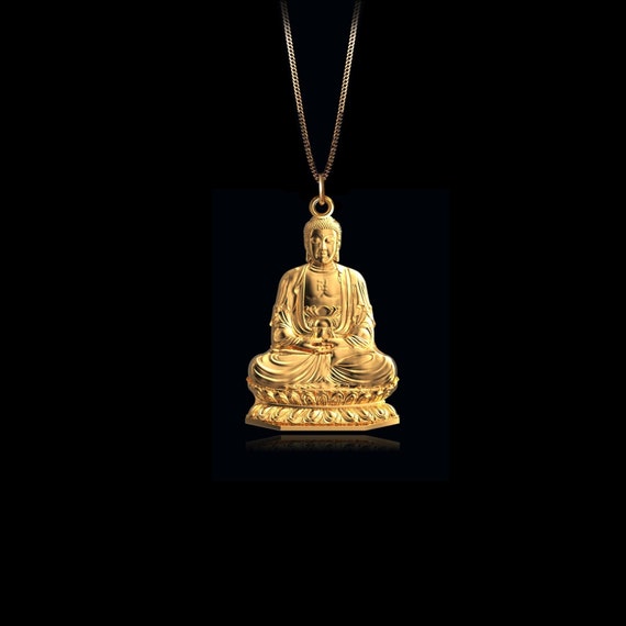 Solid gold buddha pendant deals