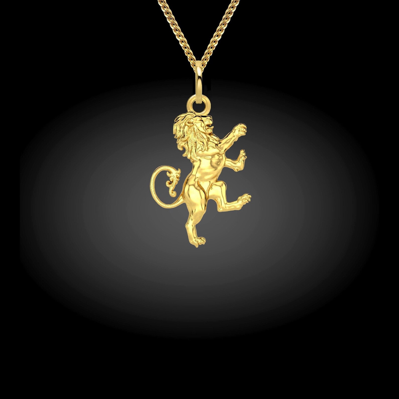 MINI Lion Pendant 18K Solid Gold Lion Necklace for Men Leo Etsy