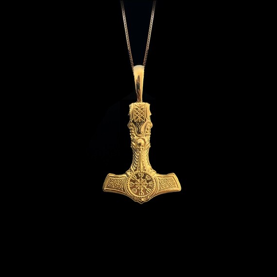 Gold Mjolnir Pendant 14k Solid Gold Mjolnir Thor Hammer Necklace