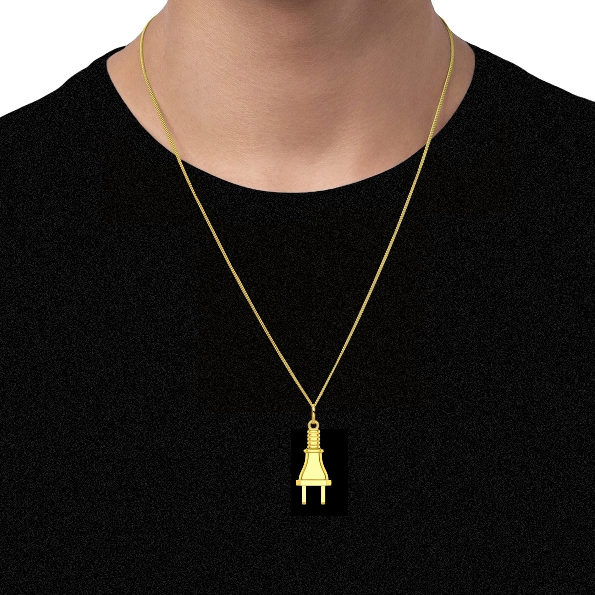 Gold Electrical Plug Pendant 14k Solid 
