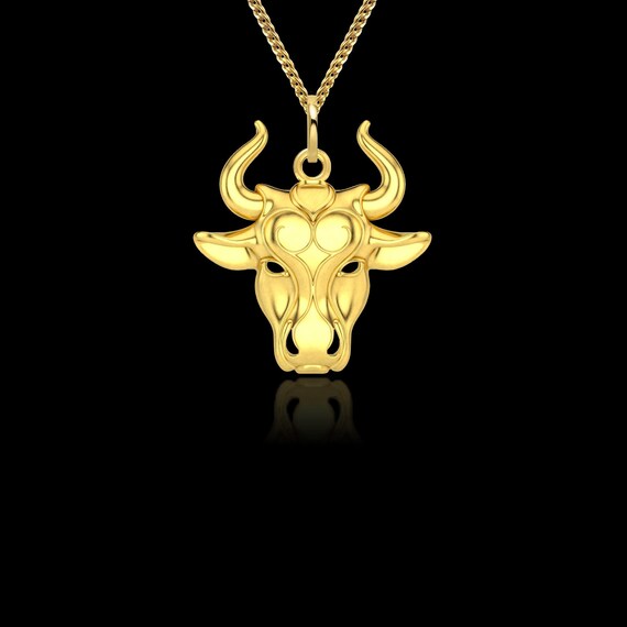 Gold Bull Pendant 14k Solid Gold Bull 