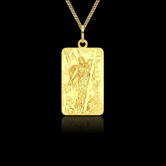 Gabriel the Archangel Pendant 14k Solid Gold Archangel Etsy
