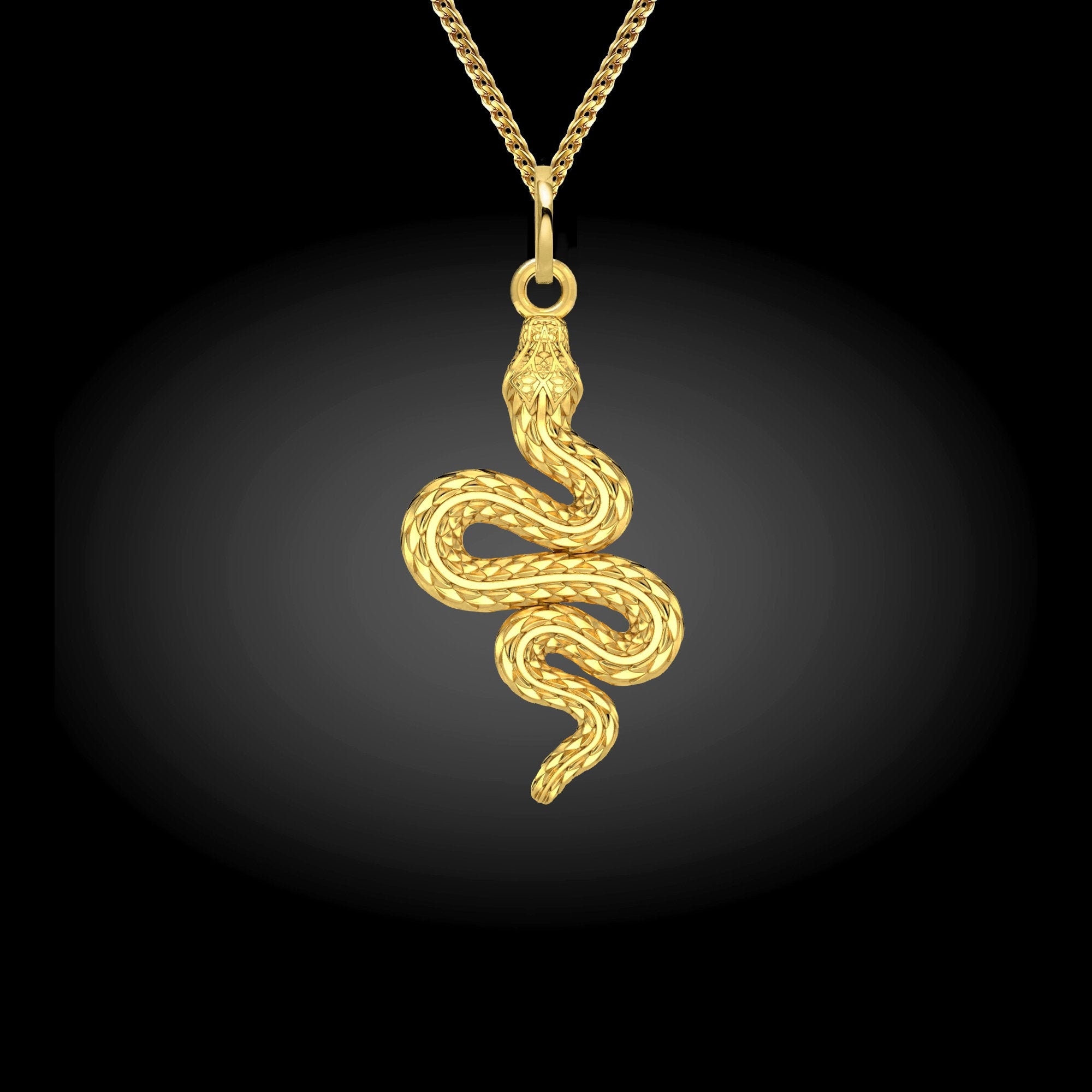 Snake Necklace 18K Solid Gold Snake Pendant Serpent Etsy