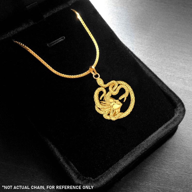 Gold Medusa Pendant 14k Solid Gold Medusa Necklace Medusa Etsy