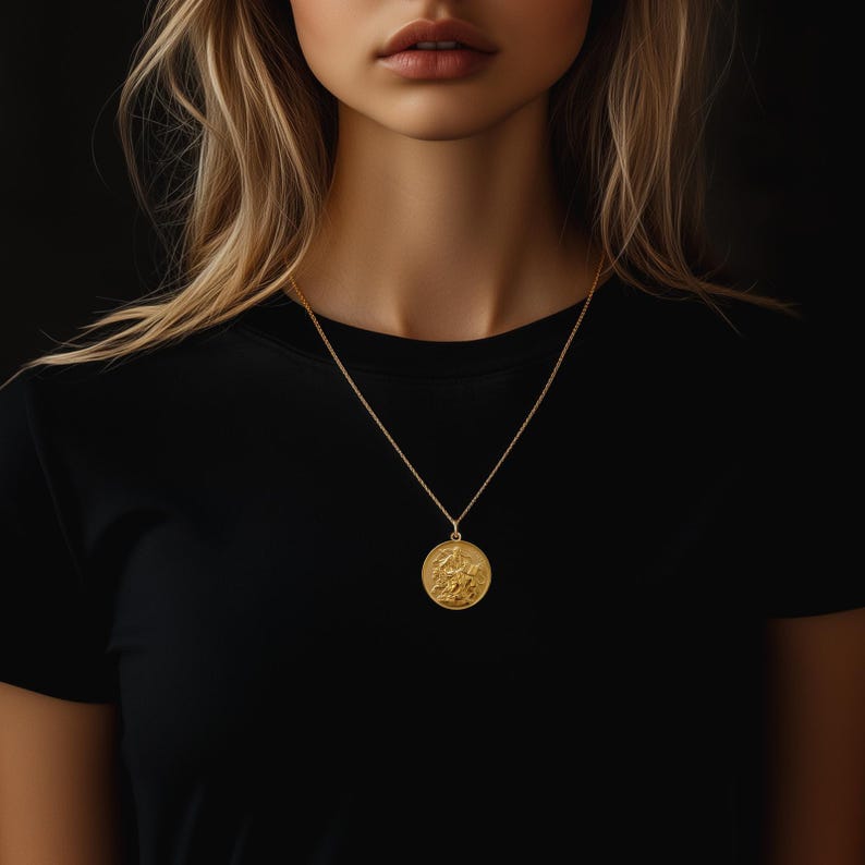 Gold Saint Mark Pendant Solid Gold Saint Mark Necklace, St Mark