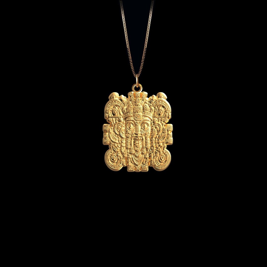 Gold Aztec Pendant 4 14k Solid Gold Aztec Necklace - Etsy