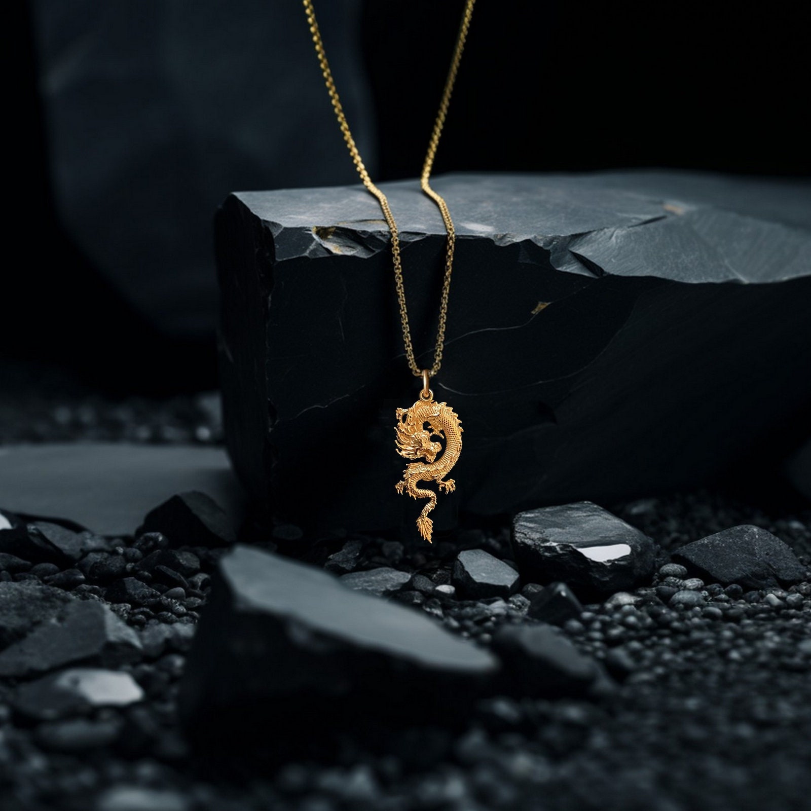 Gold Dragon Pendant 1 14k Solid Gold Dragon Necklace Solid Gold