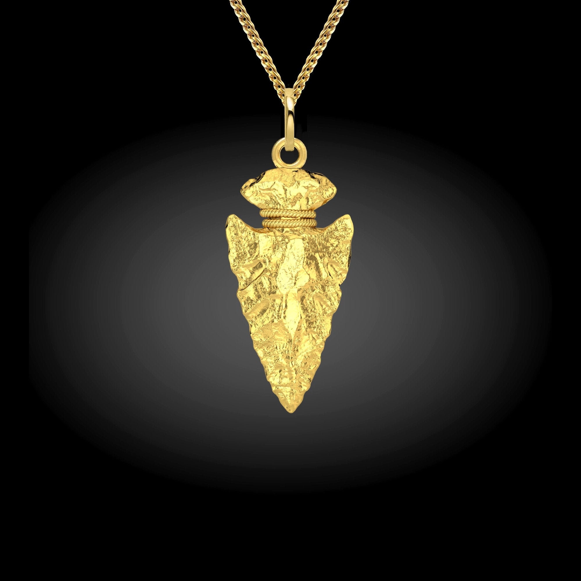 Gold Arrowhead Pendant 18K Solid Gold Arrowhead Necklace for Etsy