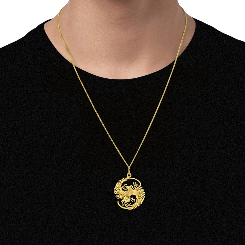 Gold Phoenix Necklace 14k Solid Gold Phoenix Necklace Etsy