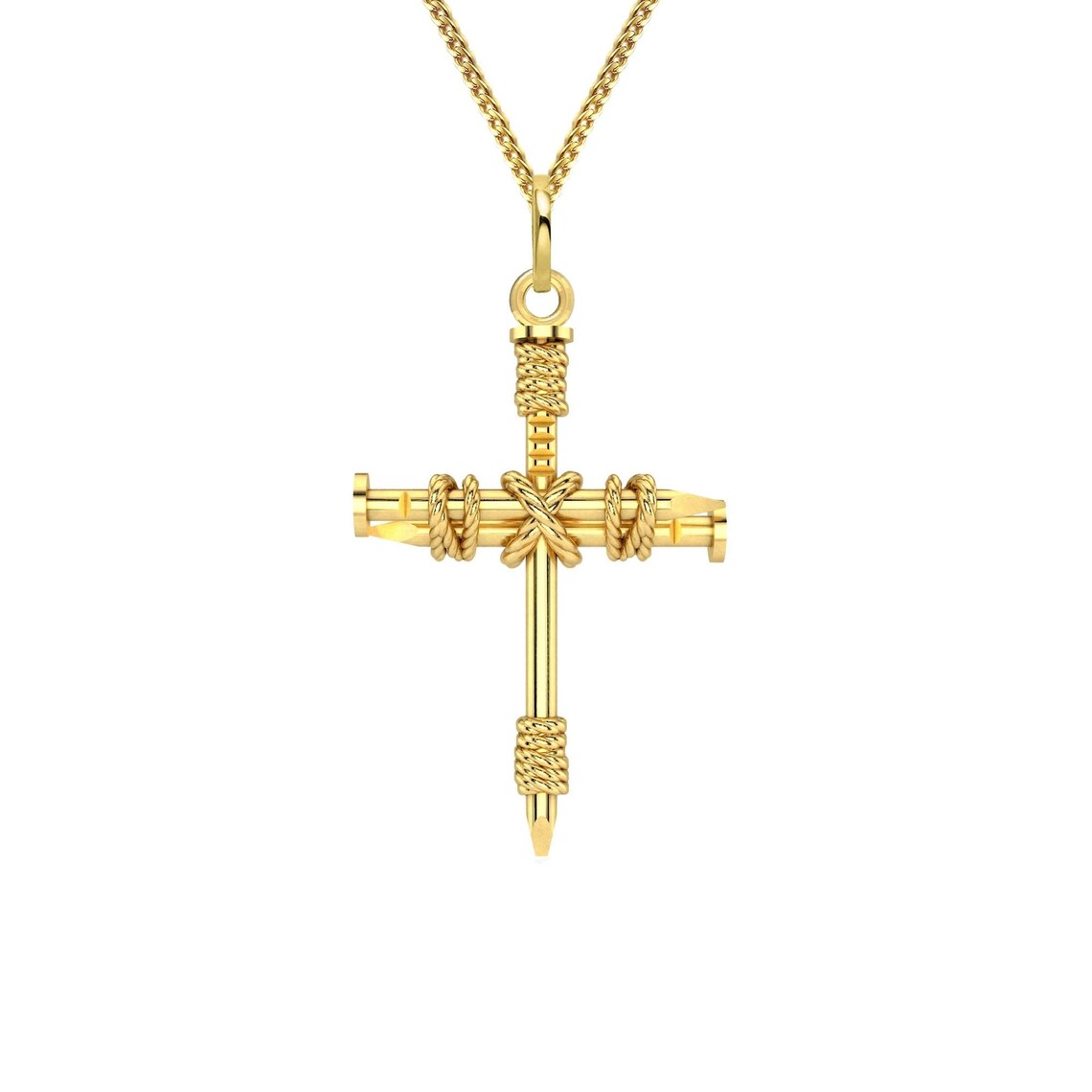Nail Cross Pendant 18K Solid Gold Cross Necklace for Men Etsy