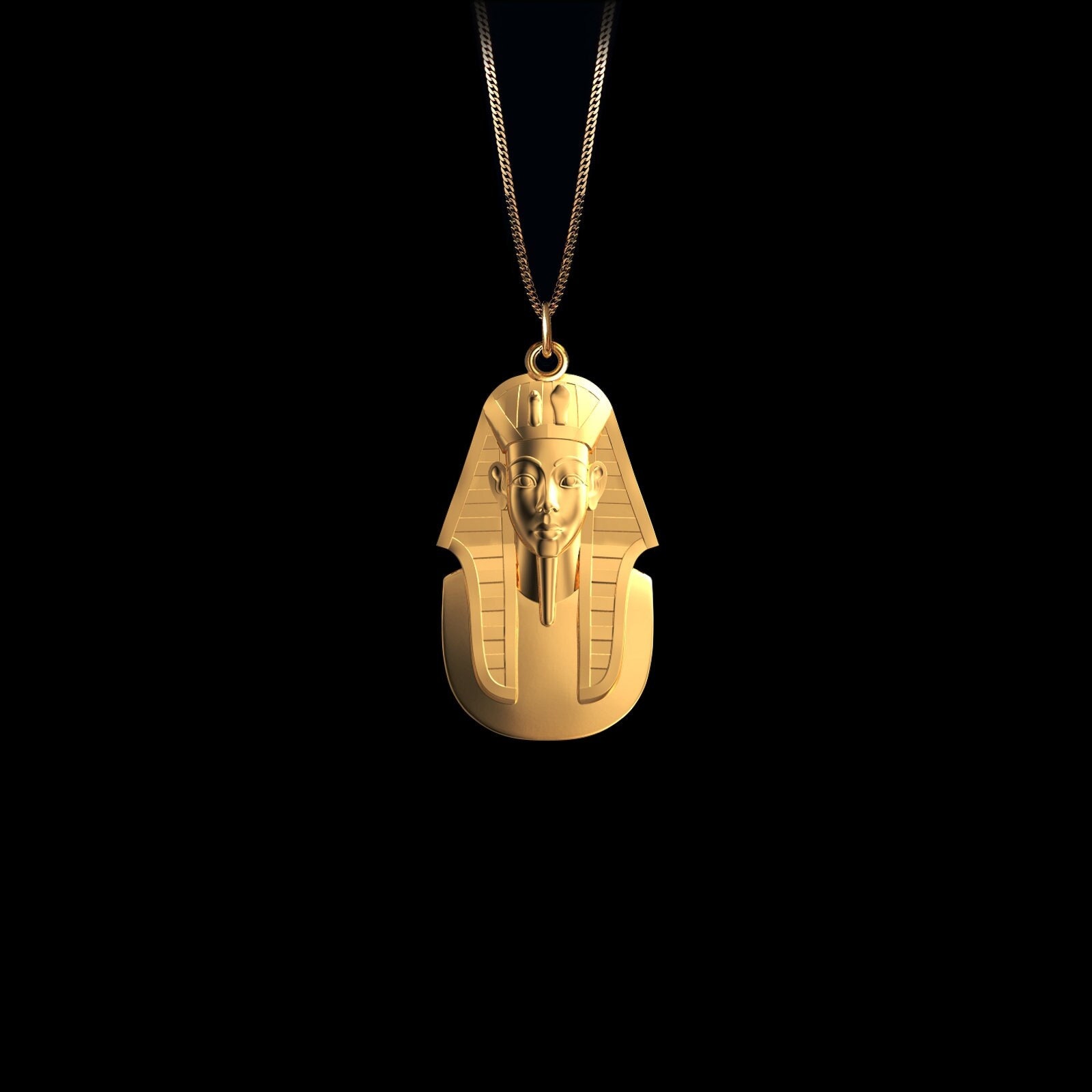 14k Solid Gold Pharaoh Necklace Pharaoh Pendant Exquisite Gold