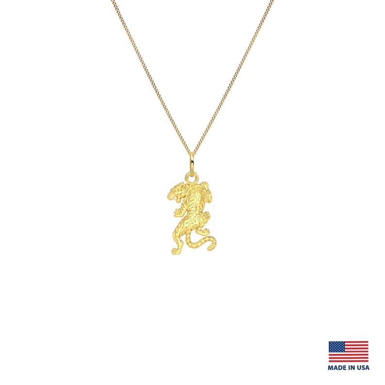 Gold Tiger Pendant 14k Solid Gold Tiger Necklace Leopard Etsy