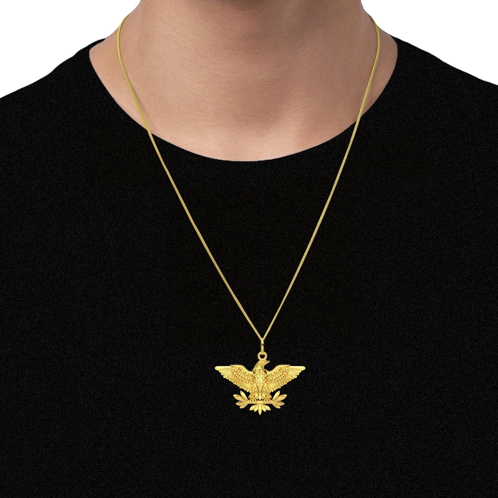 Gold Eagle Pendant 14k Solid Gold Eagle Necklace Etsy