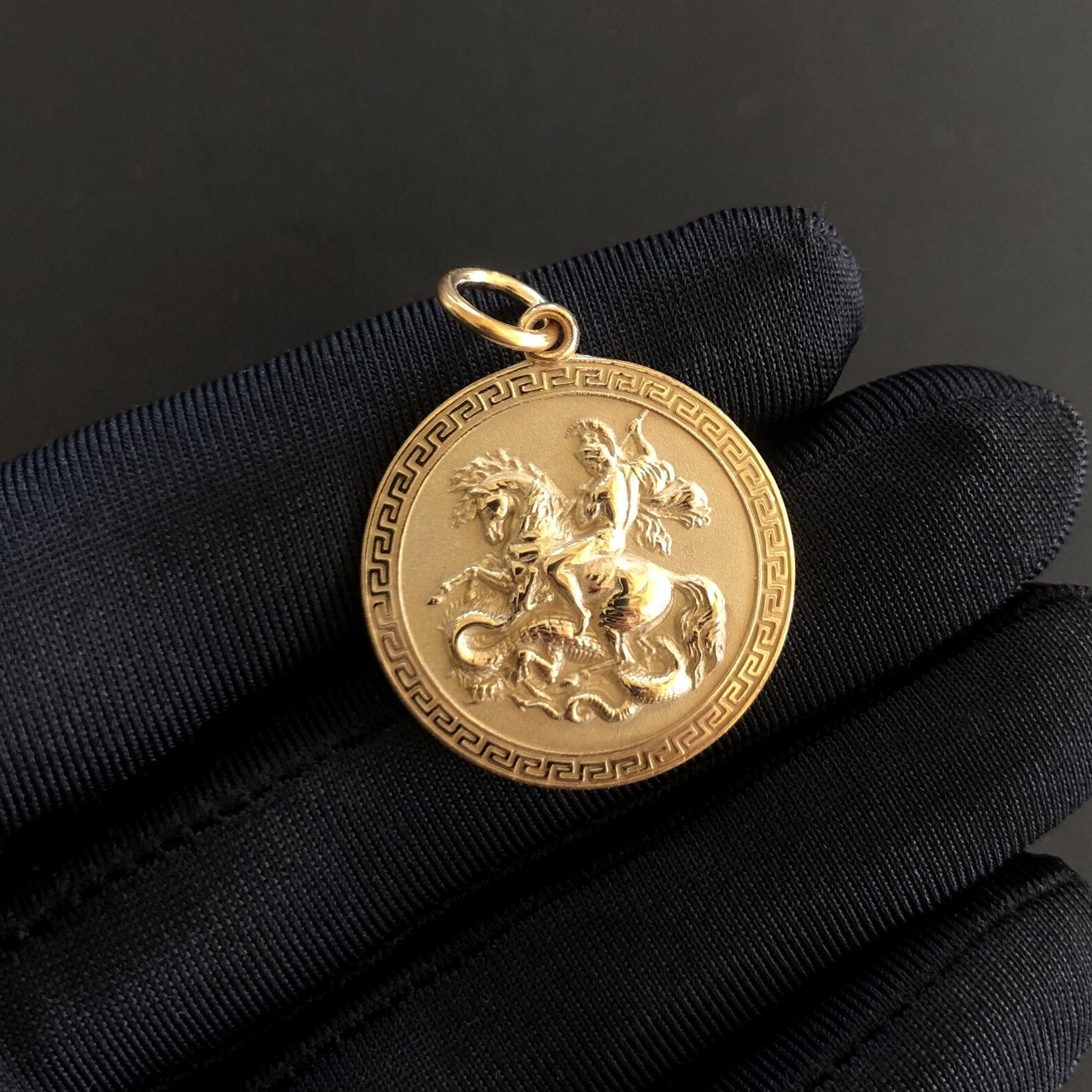 Gold Saint Pendant 14k Solid Gold St Necklace Etsy