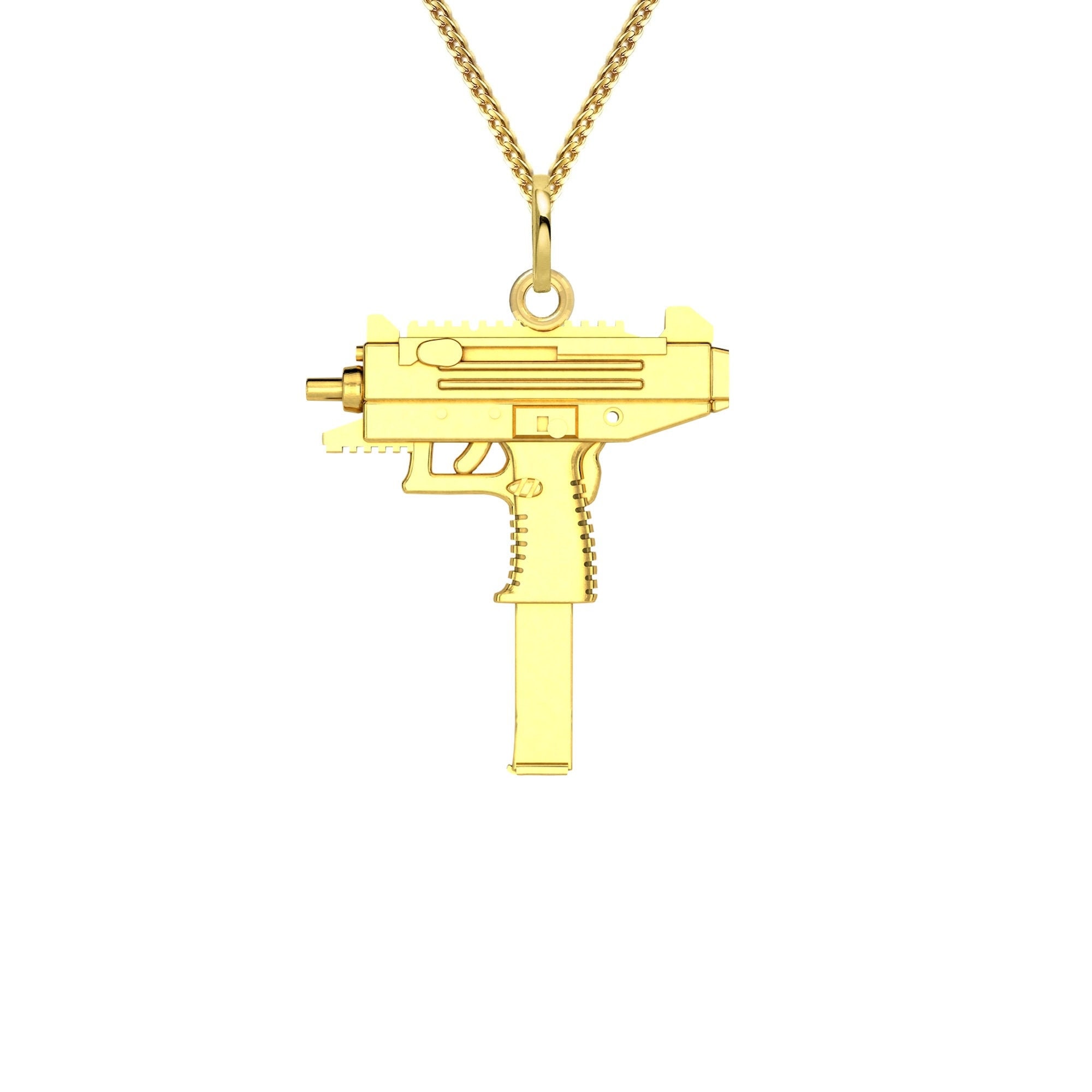 Uzi Pendant 18K Solid Gold Uzi Necklace Gun Necklace for Etsy