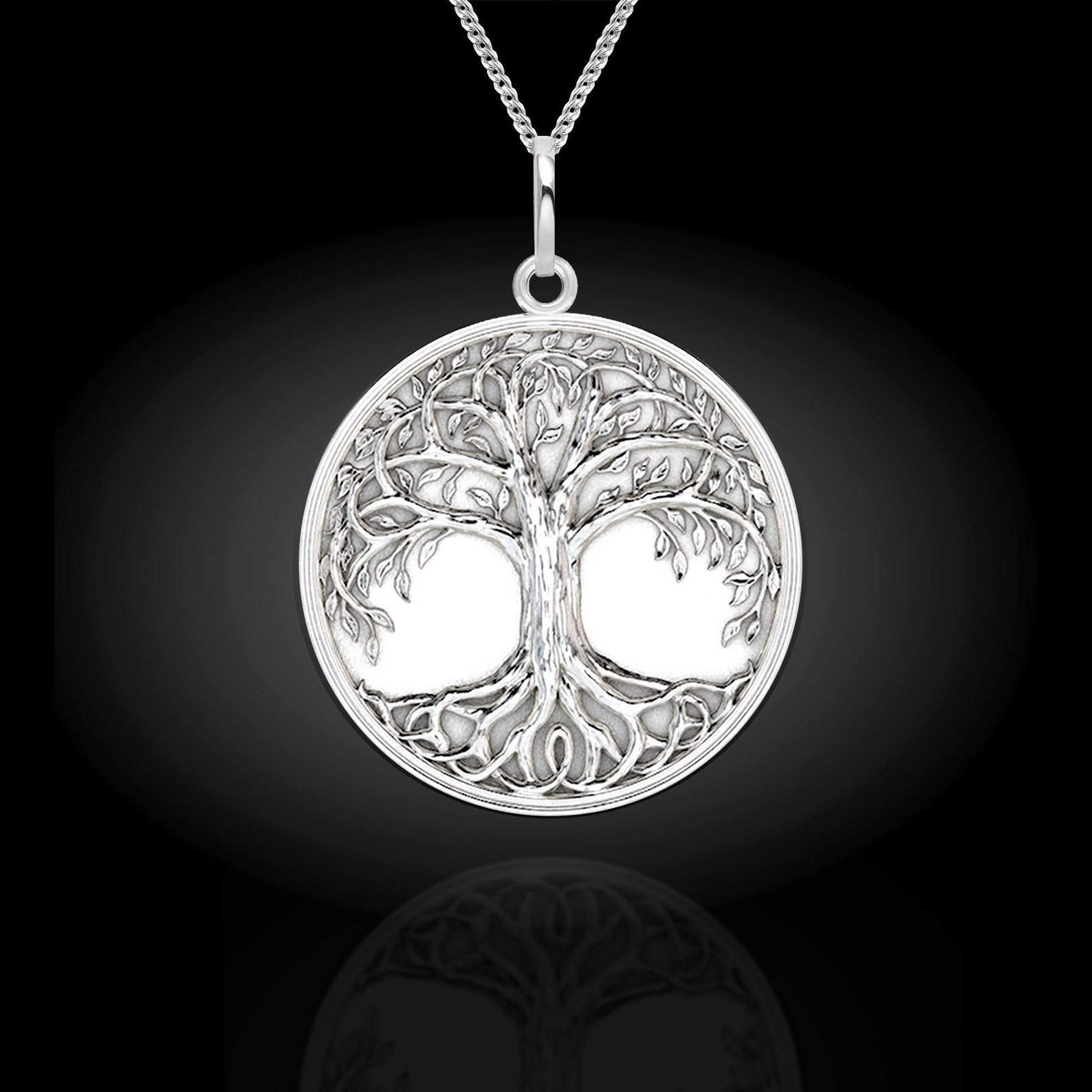 Tree of Life Pendant 14K Solid White Gold Tree of Life Etsy