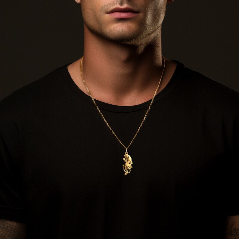 Gold Leopard Pendant 14k, 18k Solid Gold Leopard Necklace, Panther