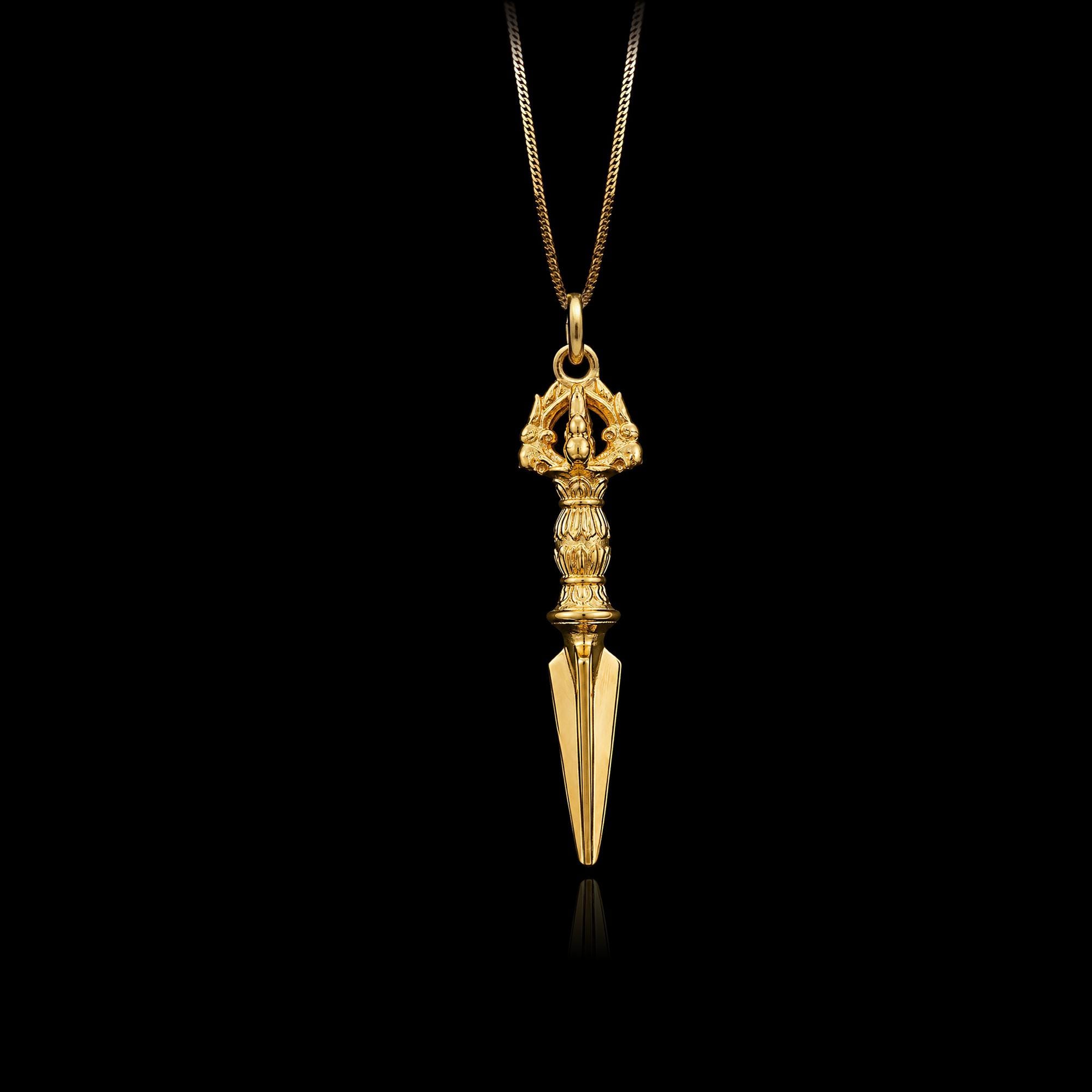 2010’s★ インド特殊国境部隊フロンティア軍★ Vajra Necklace Gold Vajra Dagger Pendant - 14K, 18K Solid Gold Vajra Dagger
